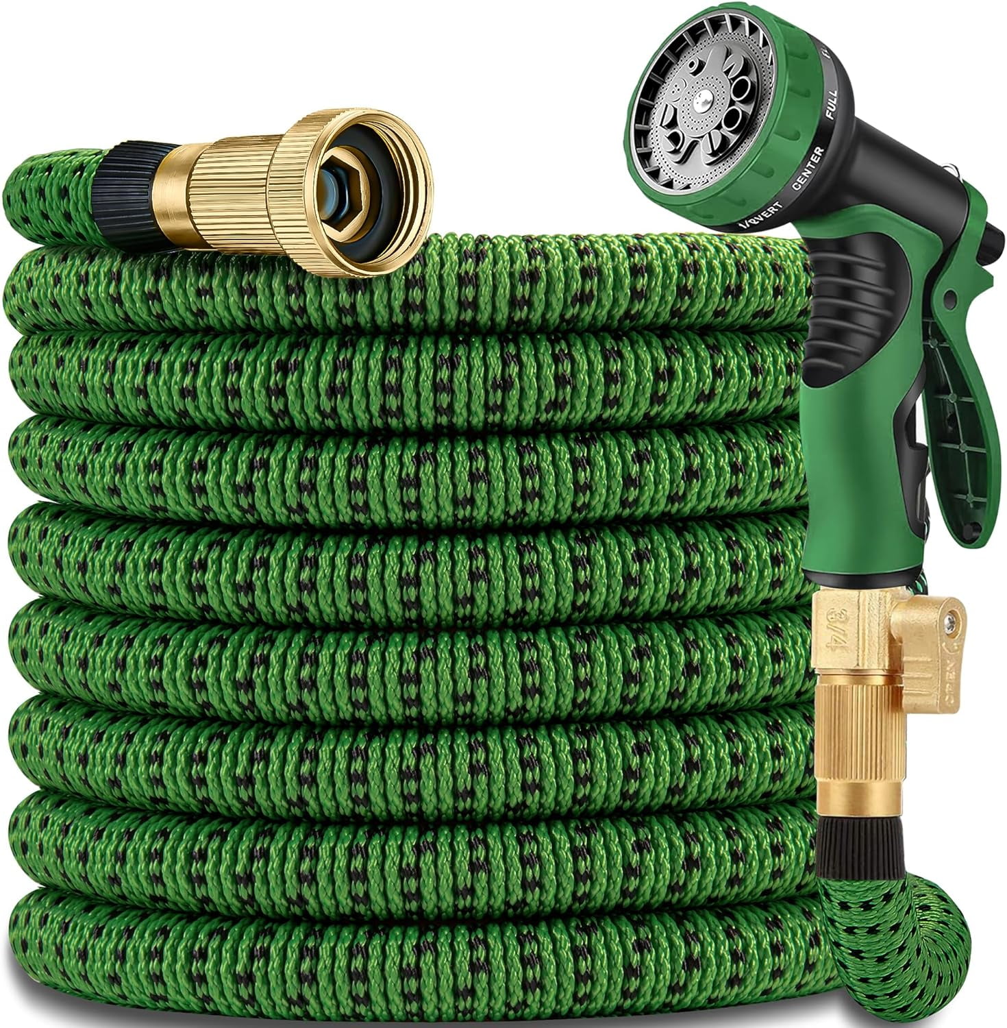 75 ft Expandable Garden Hose with 10 Function Spray Nozzle, No-Kink ...