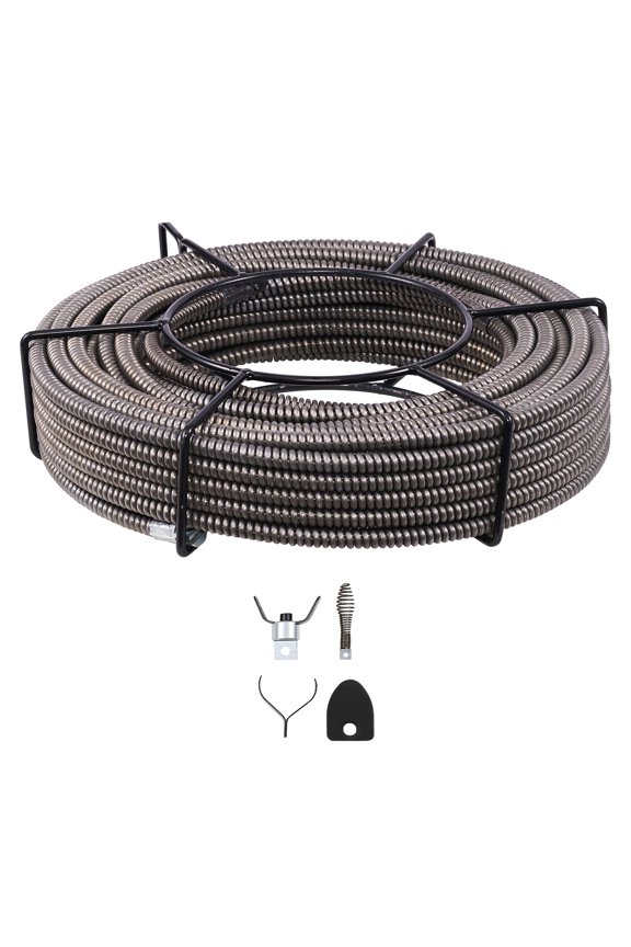 75 ft x 1/2" Solid Core Drain Snake,Heavy-Duty Sewer Auger for Pipe Clog Removal,Drain Cleaning Tool