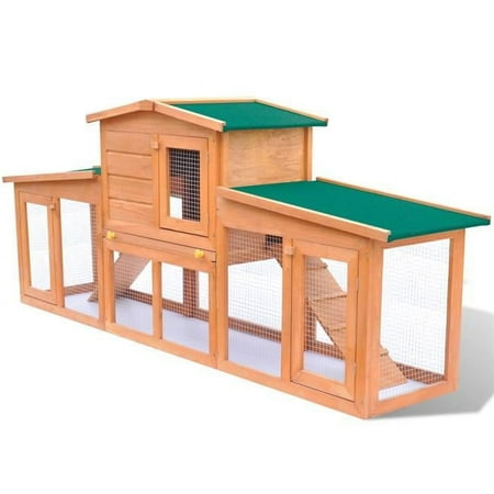 75 in. Chicken Coop Small Animal House Large Rabbit Hutch Pet Cage with 2 Runs - Wood