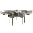 thumbnail image 1 of 75 in. Commercial Restaurant Kitchen Three Compartment Heavy-Duty Corner Sink, 1 of 7