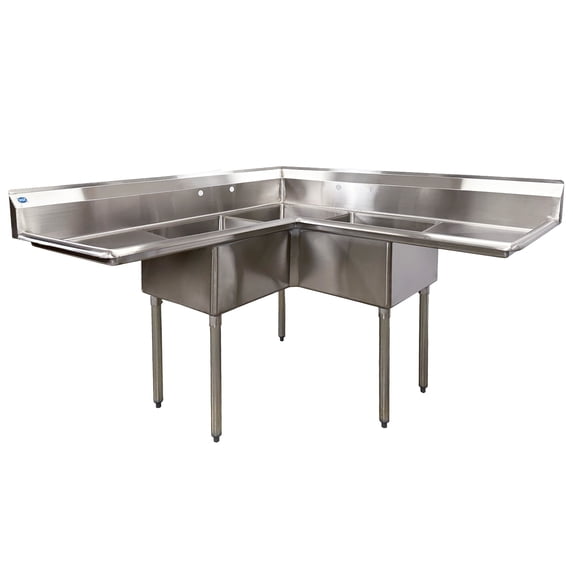 75 in. Commercial Restaurant Kitchen Three Compartment Heavy-Duty Corner Sink