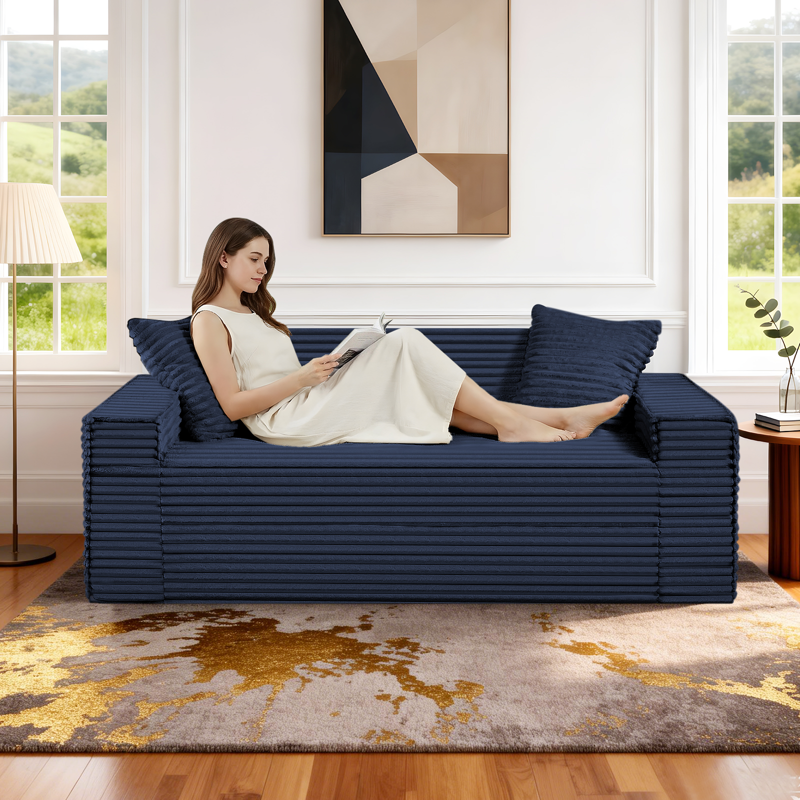 75 inch Cloud Boneless Couch for Living Room 3-Seater with Pillows