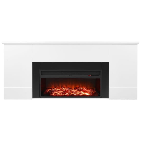 75 inch Freestanding Fireplaces, 1500W 5120BTU Fake Electric Fireplace Stove Heater with Mantel, Ove