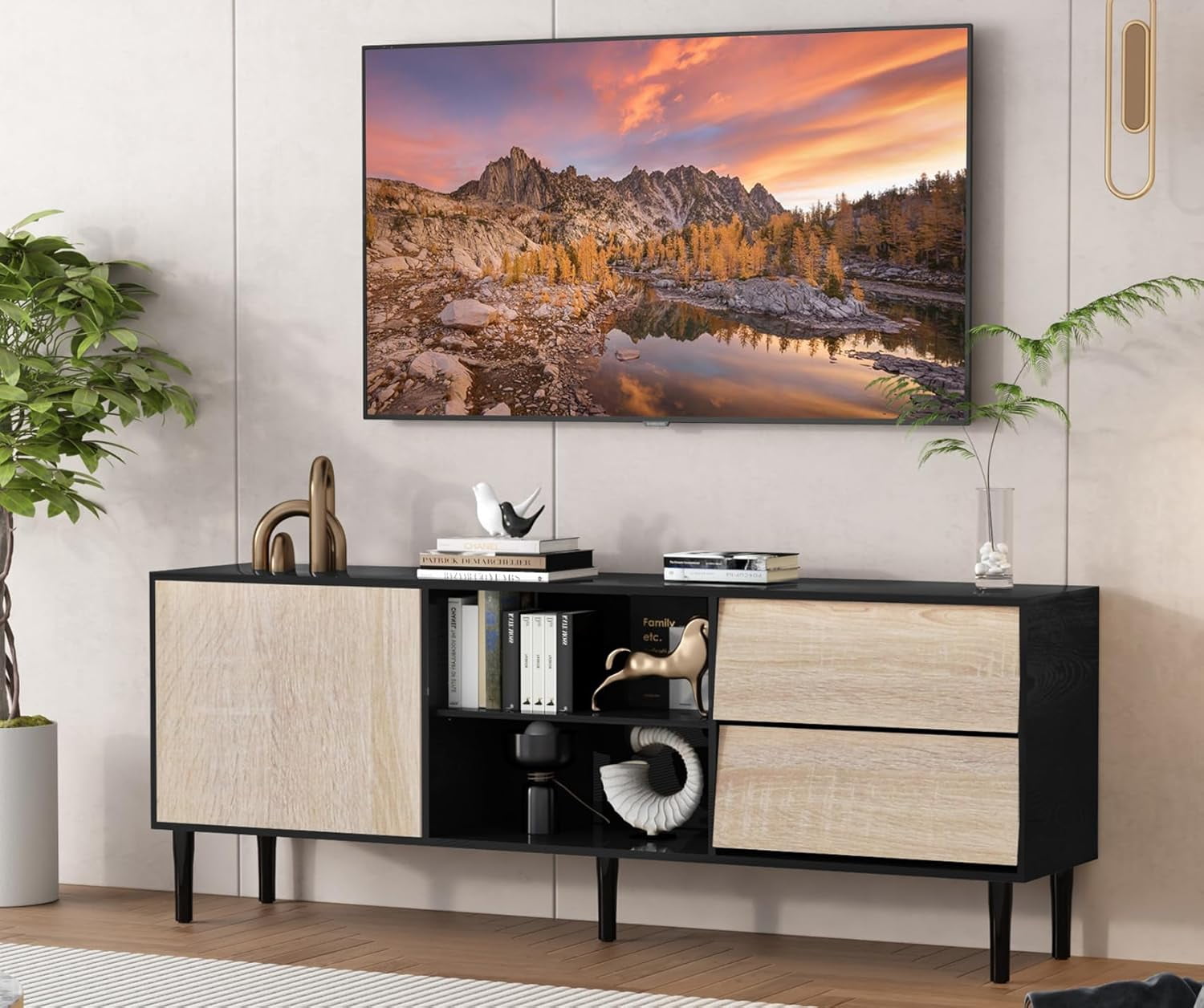 75 inch Oak TV Stands for Living Room and Console Table, Walnut — free download