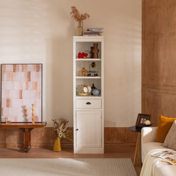 75 inch Standalone Bookcase Featuring Cabinets Storage Unit