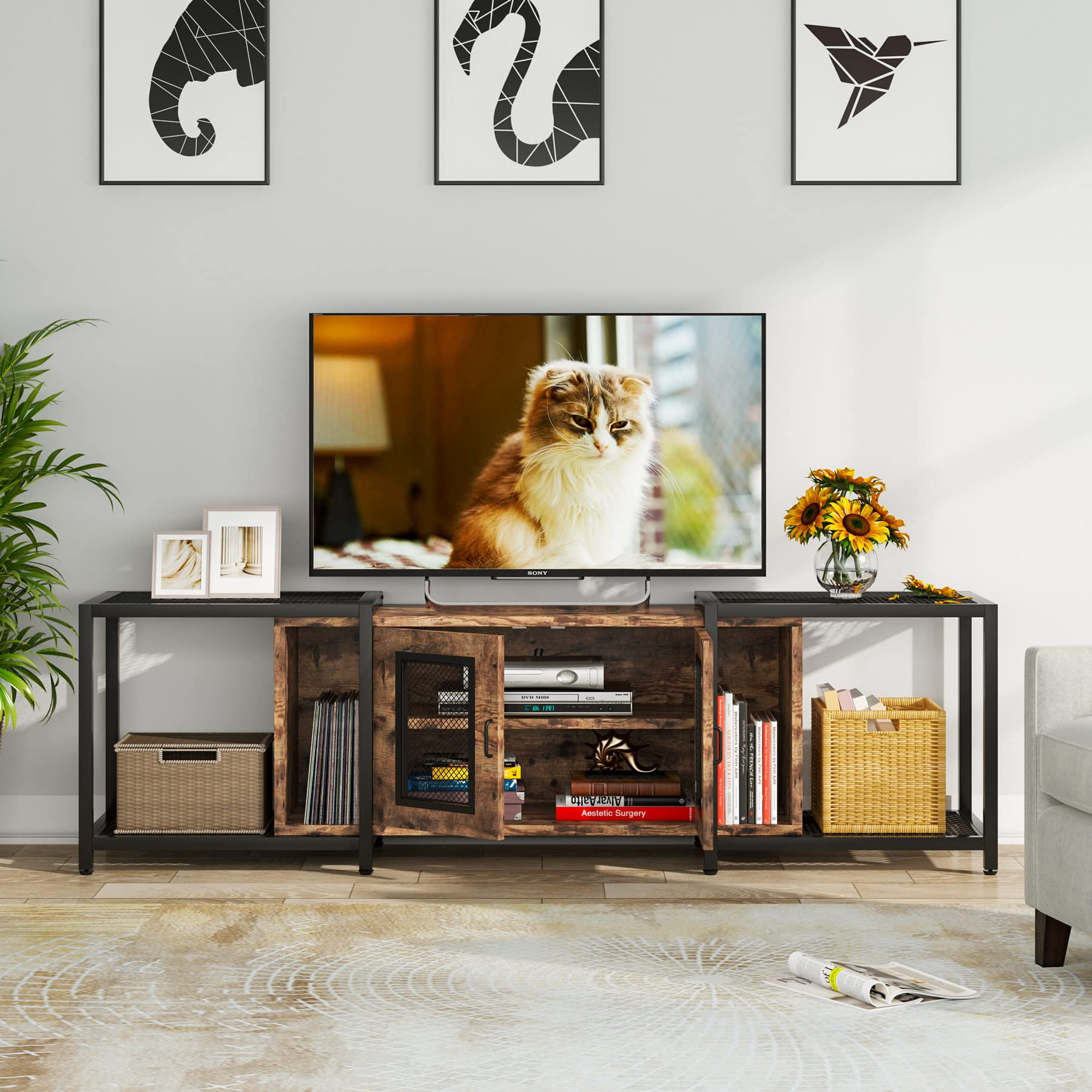 Industrial tv stand 75 inch discount