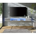 75 inch Yellow Light Floating TV Stand for 6585 inch TVs, Wall Mounted Entertainment Center TV