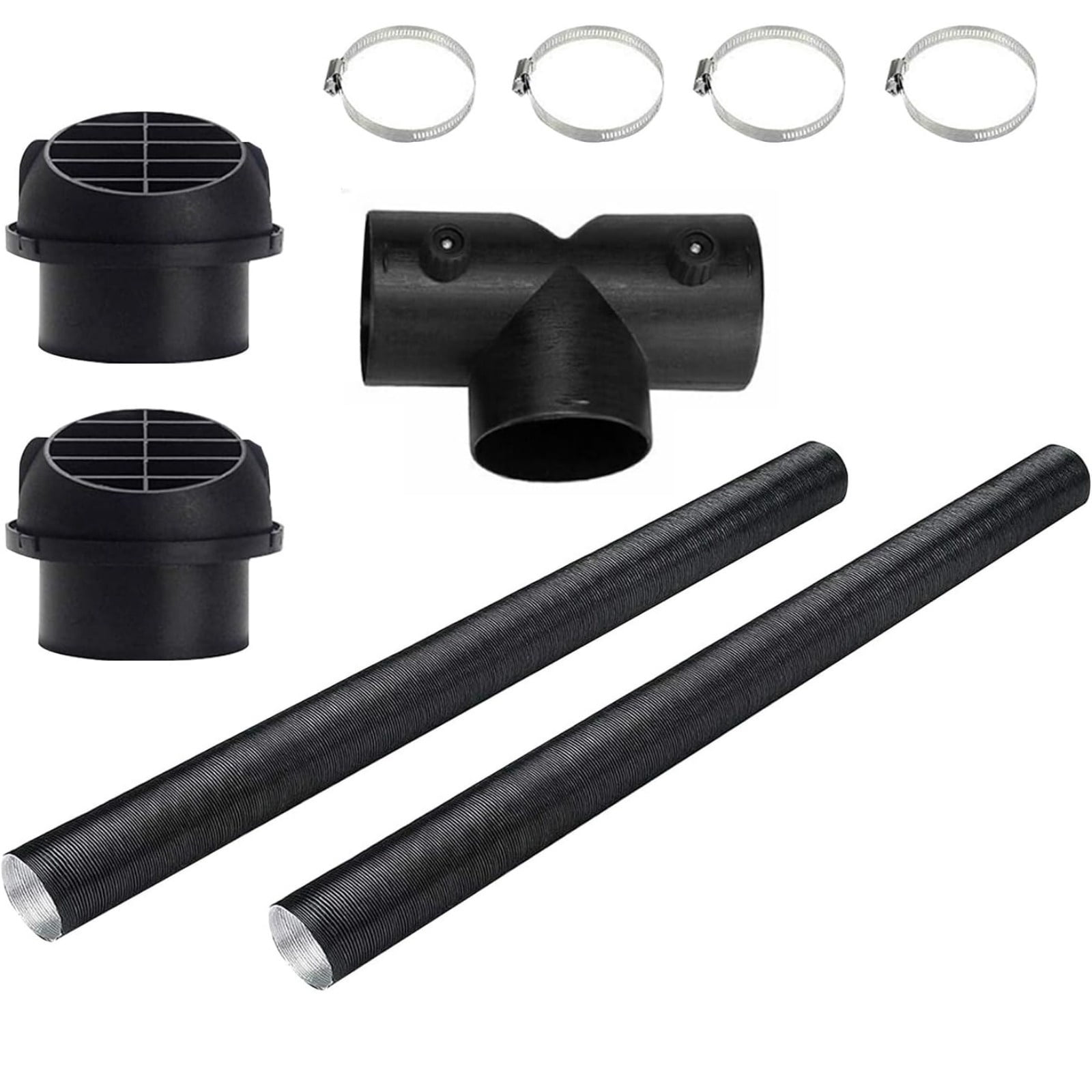 75 mm Diesel Heater T Connector Kit with Dual Air Outlets Extendable Duct Pipes Clamps for Webasto for Eberspächer for Propex Parking Heaters