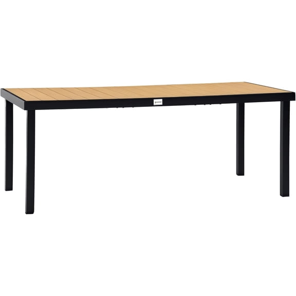 75" x 35" Outdoor Dining Table for 8 People, Rectangular Aluminum Frame Garden Table with All-Weather Faux Wood Top for Garden, Lawn, Patio, Natural