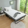 thumbnail image 1 of 75" x 45" Portable Folding Bed Metal Frame Rollaway Bed with 5" Memory Foam Mattress & Wheels, 1 of 9