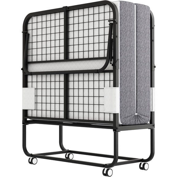 75" x 46"Folding Bed with Mattress, Large Rollaway Bed for Adults, Fold Up Bed for Adults, Hospital Bed, School Bed