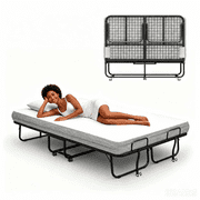 75" x 54" Folding Bed, Full Size Folded Bed with Mattress, Portable Folding Bed for Guest Room/School/ Hotel /Hospital