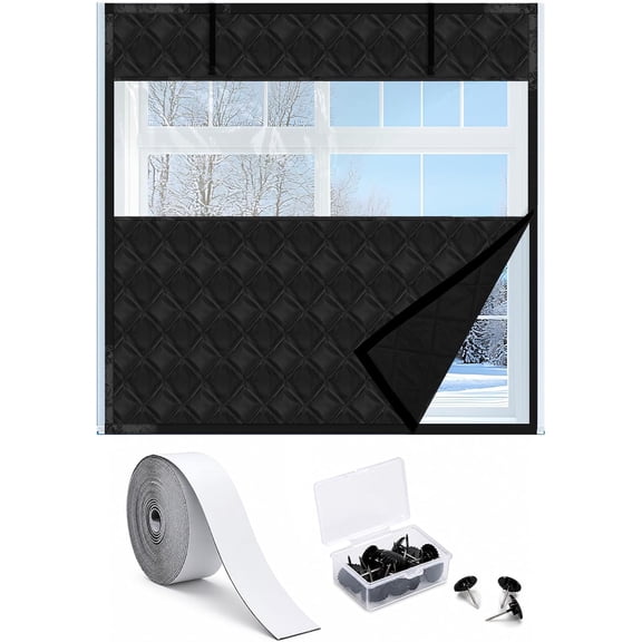 75 x 79 Inch Visible Thermal Window Insulation Kit for Winter,Black