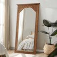 75"x31" Solid Wood Full Length Mirror Floor Standing Mirror,Black