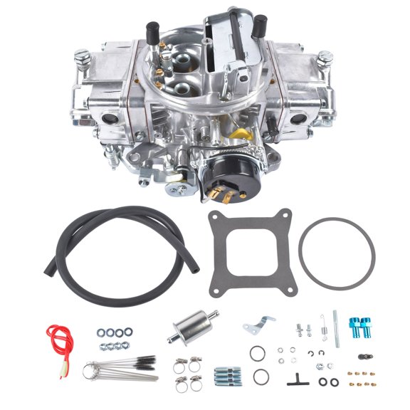 750 CFM 4-Barrel Carburetor - Aluminum, Electric Choke - BR-67257 - Dual Inlet Fuel Bowls - Gasoline Fuel System - Shiny Finish - Automotive Engine Component