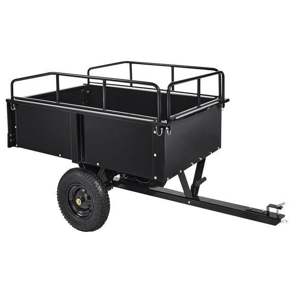 750 LBS Heavy Duty Steel Dump Cart, Utility Trailer, Hand Pull or Foot Pedal Dump Cart for ATV, UTV, Lawn Mowers and Tractors