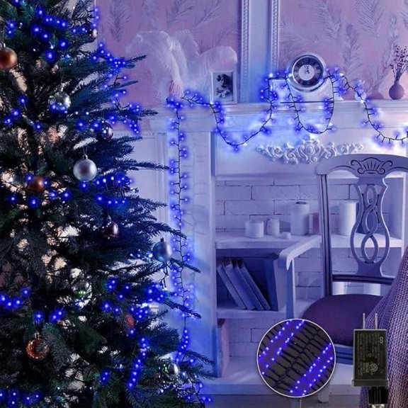 750 LED Blue Firecracker Cluster Lights, Plug-In Waterproof Christmas Twinkle Lights with Remote Timer 10 Modes for Tree Window Party Garland