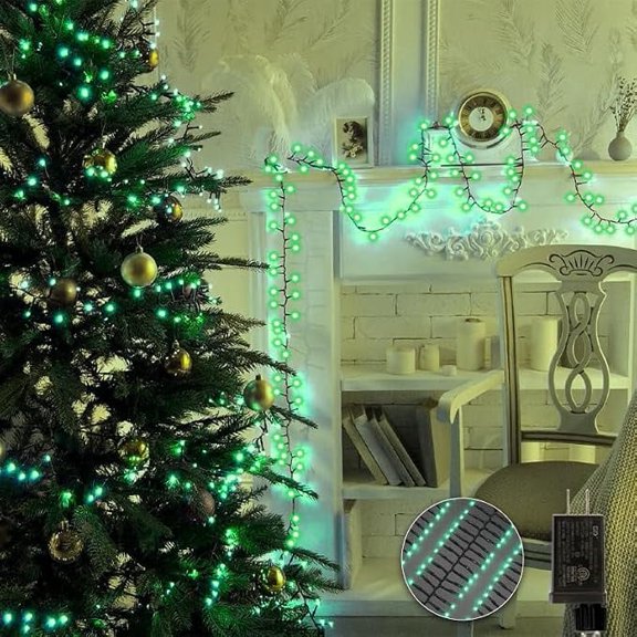 750 LED Green Firecracker Cluster Lights, Plug-In Waterproof Christmas Twinkle Lights with Remote Timer 10 Modes for Tree Window Party Garland