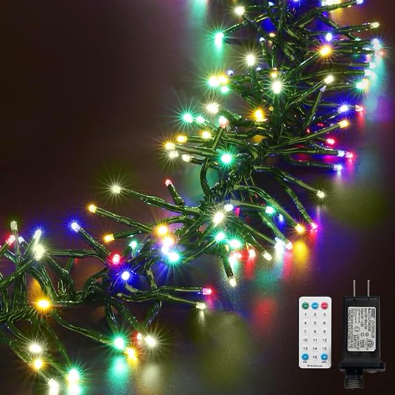 750 LED Multicolor Warm White Firecracker Cluster Lights, Plug-In Waterproof Christmas Twinkle Lights with Remote Timer 10 Modes for Tree Window Party Garland