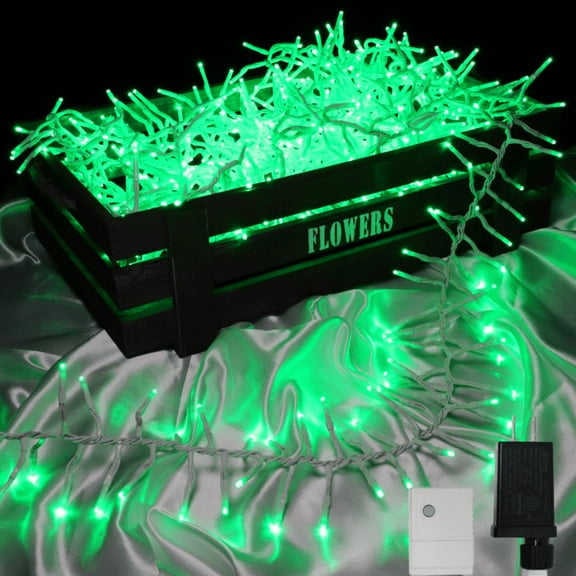 750 LED String Lights Cluster Lights - 41ft Green White Wire Outdoor Waterproof Lights, Plug in Indoor String Lights with 8 Modes & Timer Memory for Xmas, Christmas Tree