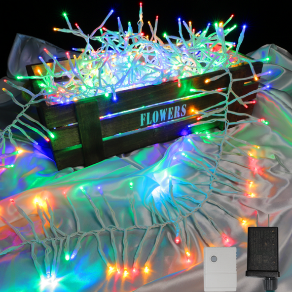 750 LED String Lights Cluster Lights - 41ft Multicolor White Wire Outdoor Waterproof Lights, Plug in Indoor String Lights with 8 Modes & Timer Memory for Xmas, Christmas Tree