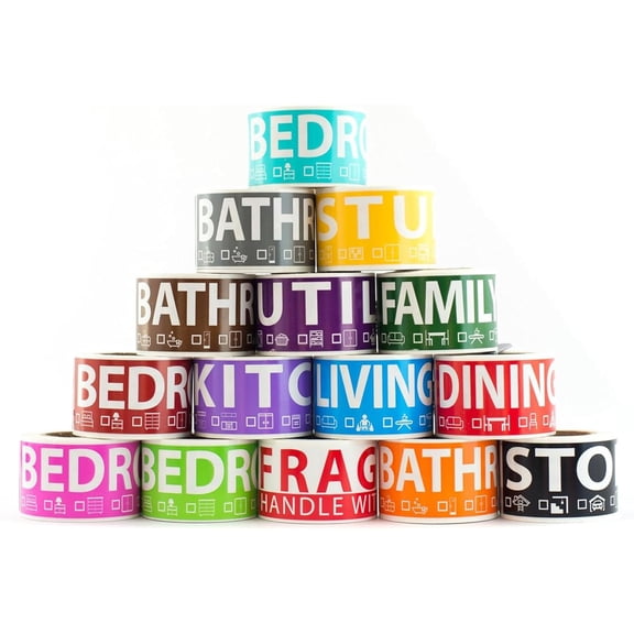 750 Moving Labels for 4 Bedroom Home Color-Coded Room Stickers & Fragile Boxes, Supplies, Wardrobe Apartment House Moves