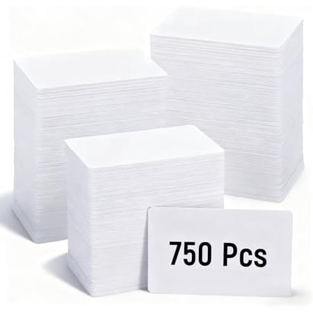 750 Pack Blank PVC ID Cards White Cr80 30 Mil PVC Card Blank Plastic Badge Cards Compatible with Most Printers for Printing Company School ID Badge, Credit Card, Photo$$Office