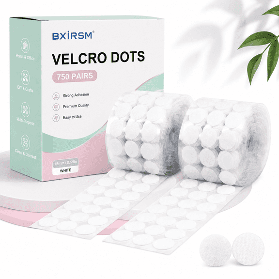 750 Pairs Sticky Back Dots, Round Hook and Loop Dots Self Adhesive, White Velcro Circles 0.8in, Bulk Sticky Dots for Classroom, Arts & Crafts, Home & Office Organization