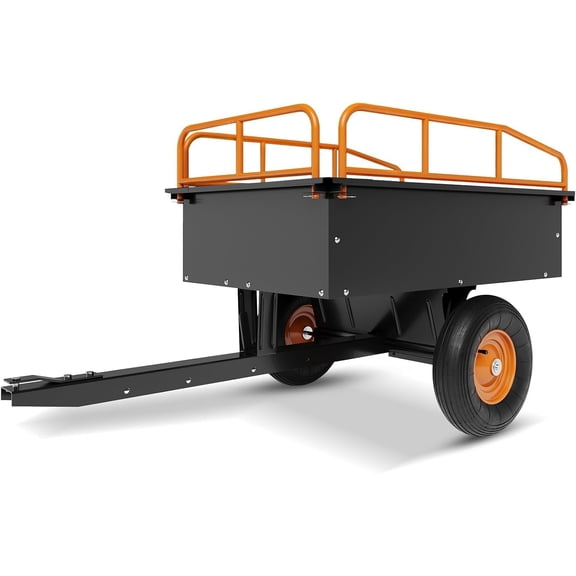 750 lb ATV Dump Cart 15 Cu Ft Tow Behind Utility Trailer with Removable Sides