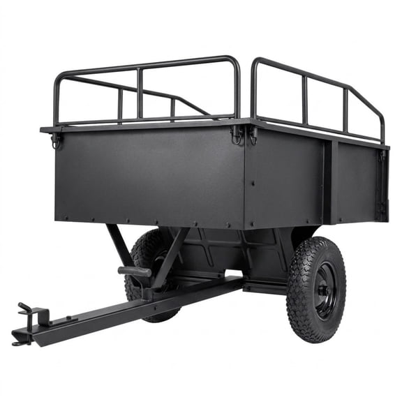 750 lbs 15 Cu. Ft Heavy Duty Garden Utility Trailer, Steel ATV Dump Cart with Removable Sides for Riding Lawn Mower Tractors