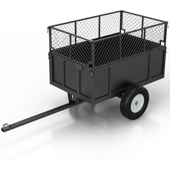 750 lbs Dump Cart 17 cu Ft Garden Utility Trailer with Removable Sides for ATV UTV Lawn Tractor