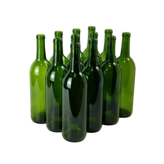 750 ml Capacity, (Pack of 12), Green Wine Bottles