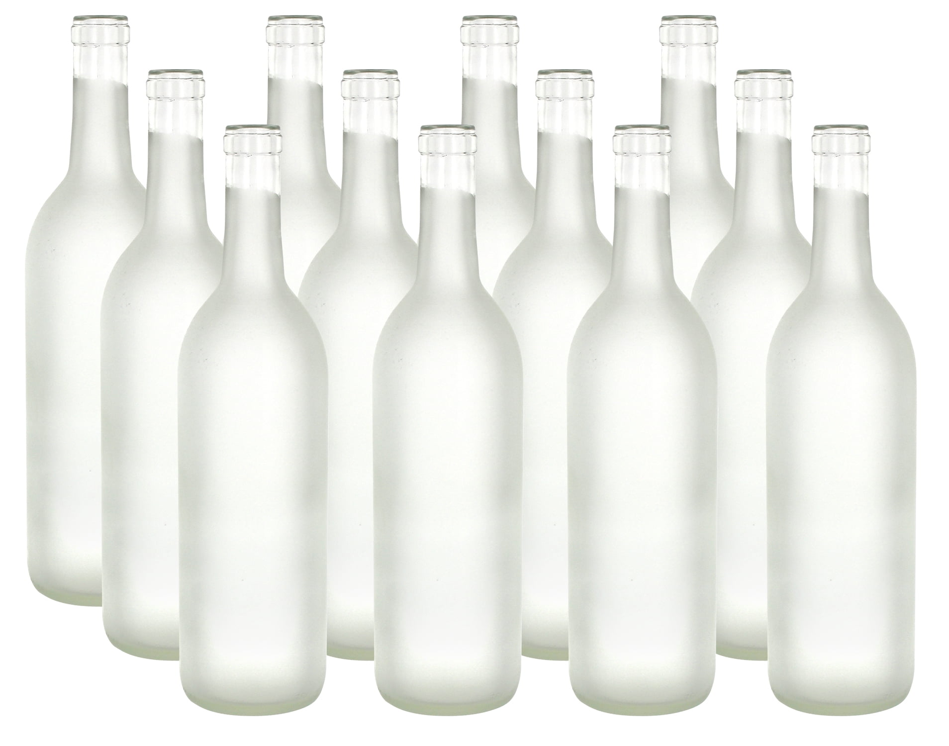 Clear Glass Wine Bottles 1-Liter with white screw caps, 12/pack