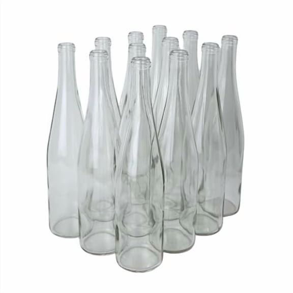 - 750 ml Clear Wine Bottles (Pack of 12) | W13 Clear/Flint Stretch Hock Liquor Bottles | 750ml Empty Glass Bottle for Drinks - NO CORKS INCLUDED$$Home Decor, Kitchen, & Other