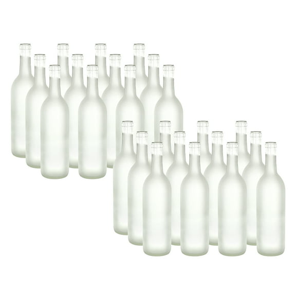 750 ml Frosted Glass Bordeaux Bottles, 2 Cases of 12 Bottles (24 Bottles)