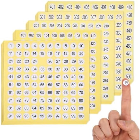7500 Pcs 1-500 Number Stickers, 15 Sets Consecutive Round Labels, 0.4 Inch Self-Adhesive Small Number Decals Inventory Stickers for Indoor Outdoor Organizing, Storage, Boxes