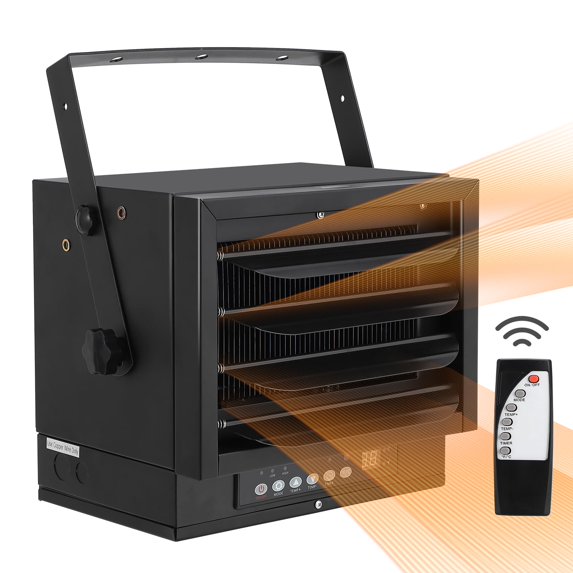 7500W Electric Garage Heater, 240v Ceiling Mount Garage Space Heater with Remote Control, Fan-Forced, Overheat Protection, Digital Thermostat, 12-Hour Timer, Ideal for Garage & Workshop