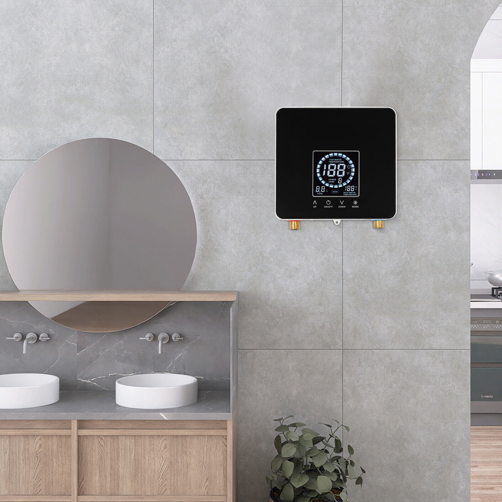 7500W Modern Instant Electric Water Heater with Led Display Wall Mounted IPX4