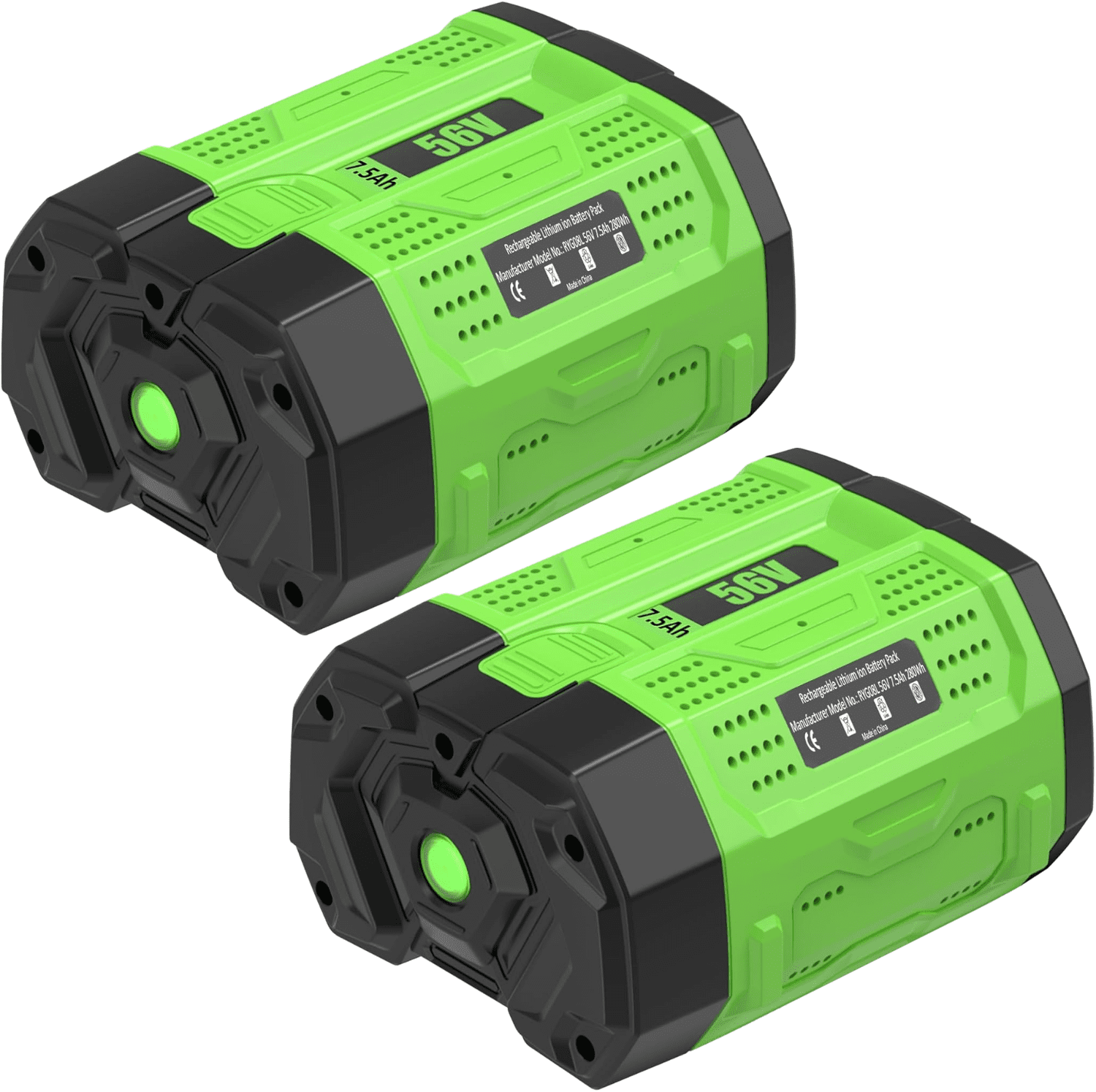 7500mAh High Capacity 56V Lithium Ion Battery Replacement for EGO 56V Battery Compatible with EGO 56 Volt Power Tools CS1604 CS1804 HT2400 LB6504 PH1400 Rechargeable Battery (2 Pack)