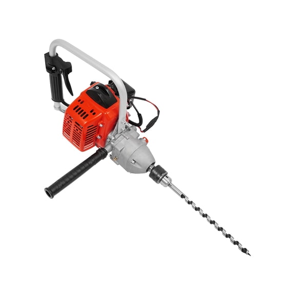 7500rpm Post Hole Digger, 25.4CC Auger Post Hole Digger with 2 Drill Bits, Hand-Held Portable Drill Garden Gasoline Drilling Machine for Concrete, Pipes, Rocks, 7500rpm