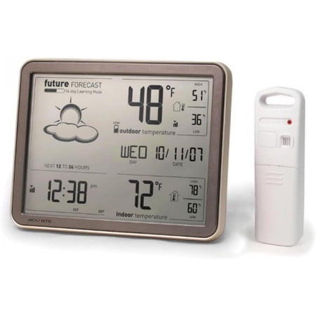 75077A3M Self-Learning Forecast Wireless Weather Station with Large Display and Atomic Clock, Black