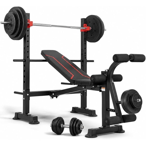 750LBS Standard Weight Bench Set with Extension and , Adjustable Bench ...