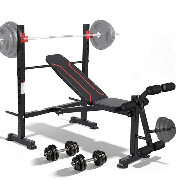 750LBS Weight Bench with Bench press rack, Adjustable Workout Bench Set ...