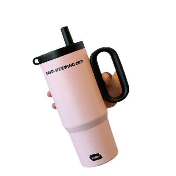 750ML Pink Giant Cup with High Appearance - 316 Stainless Steel Ceramic Insulated Cup for Car Use - Large Capacity Vehicle Cup with Spout