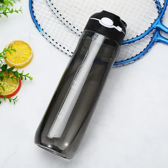 750ML Portable Sports Water Bottle BPA Free Plastic Clear Bottle with Straw for Camping Hiking Outdoor Fitness