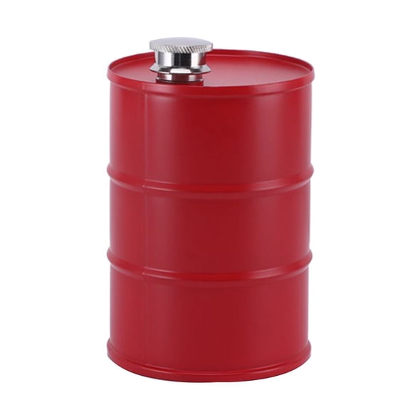 750Ml Barrel Wine Pot Stainless Steel Mini Hip Flask Sake Cup Cylindrical Portable for Travel for Outdoor Camping Red