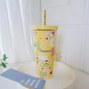 750Ml Kawaii Insulation Cup Cartoon Sanrioed Hellokittys Kuromi 304 Straw Double Vacuum Straight Body Mug Portable Coffee Cup