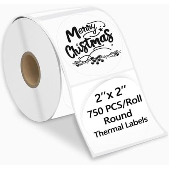750PCS 2 Inch Round Thermal Labels for Label Printer, Value Circle Thermal Printer Stickers for Business, DIY Logo Design, QR Code Stickers, Compatible with PL70E/130B/PL80E/Y812/X1038 Label Maker