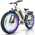 thumbnail image 1 of 750W 1500W Electric Bike for Adults, 48V 15.6Ah Removable Battery, 26x4" Fat Tire Ebike, 7 Speed Shimano, Rear Rack, UL2849, Beige, 1 of 9