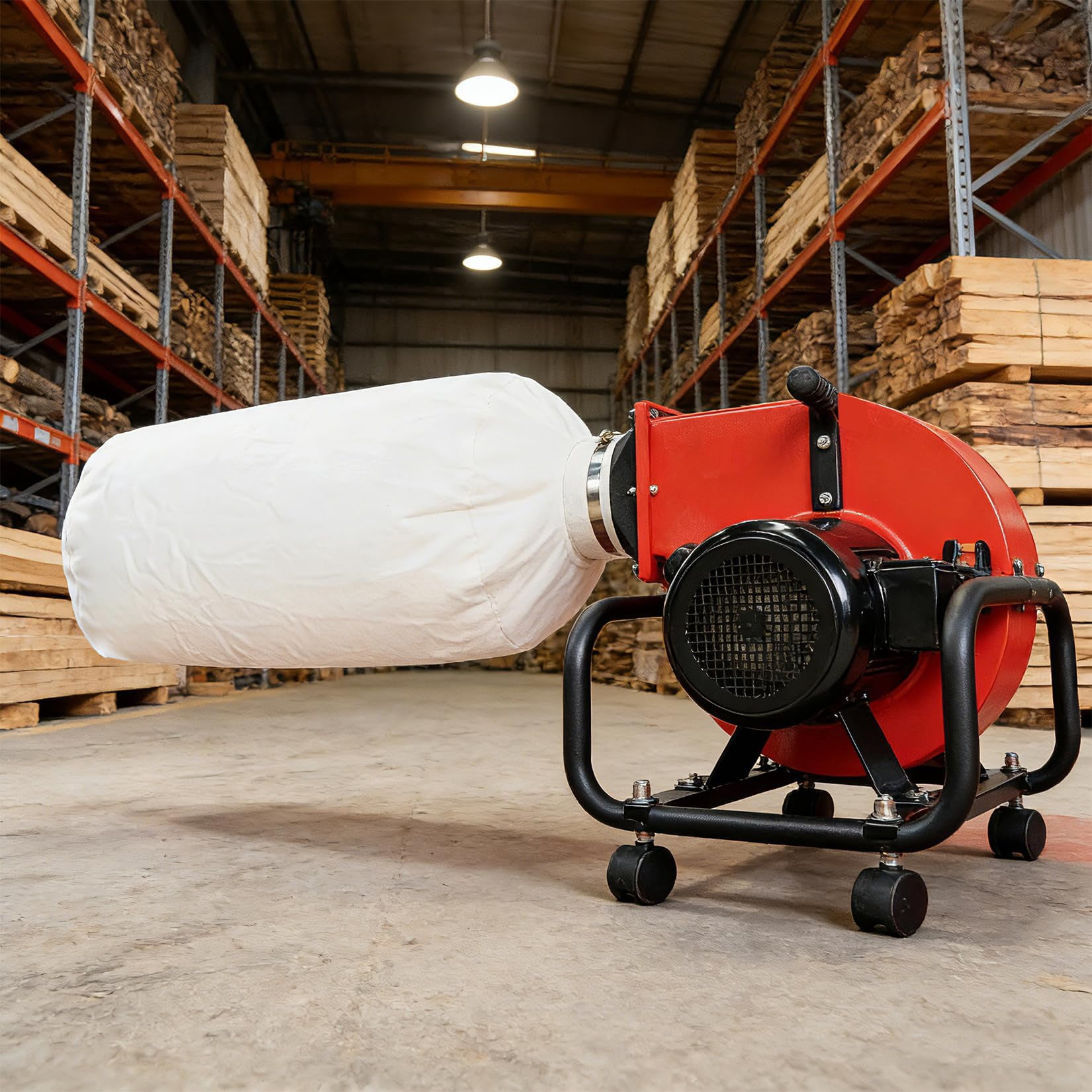 750W (1HP) Horizontal Woodworking Dust Collector with 15-Gallon ...